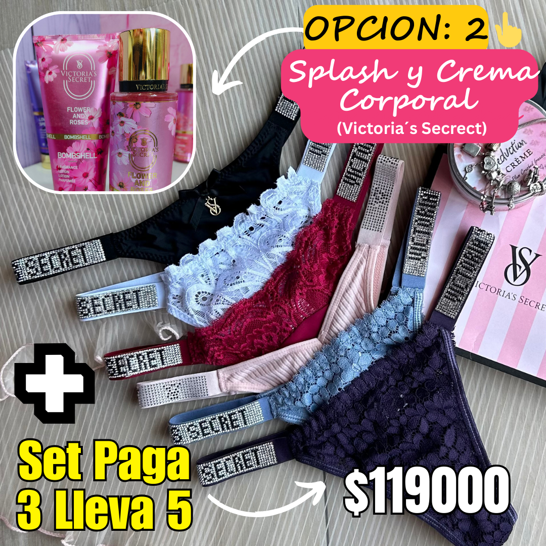 SET X5 TANGAS V'S DIAMANTADAS (Encaje y Seda fría)🔥